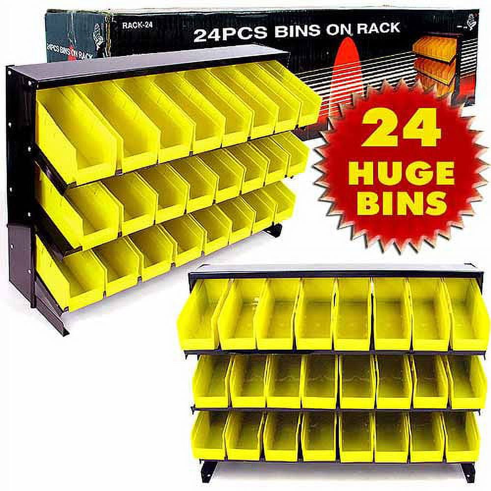 Stalwart 24 Bin Parts Storage Rack Trays