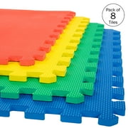 Stalwart 24" x 24" Multicolor Foam Interlocking Floor Mats, 8 Pack