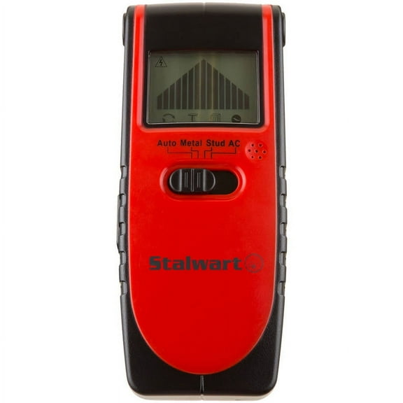 Stalwart 3-in-1 Compact Stud Finders Electronic Wood and Metal Detector and Live Wire Sensor with Backlit LCD Screen with 9 V Battery