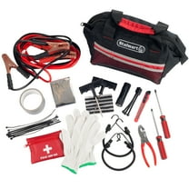 Stalwart 55 Piece Emergency Roadside Kit with Travel Bag , Red