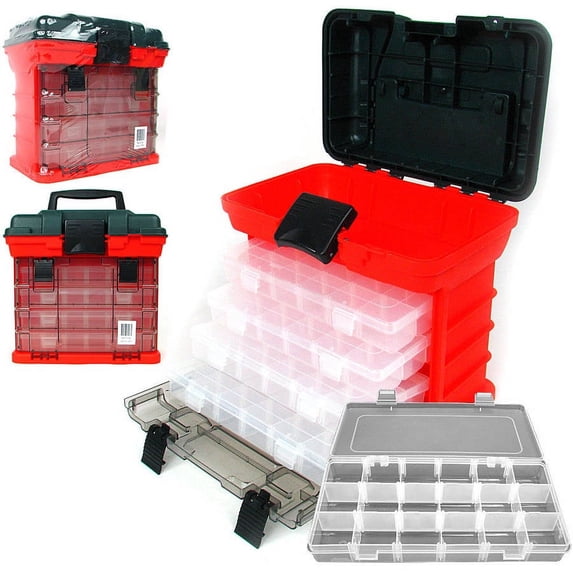 Stalwart 73-Compartment Durable Plastic Storage Tool Box