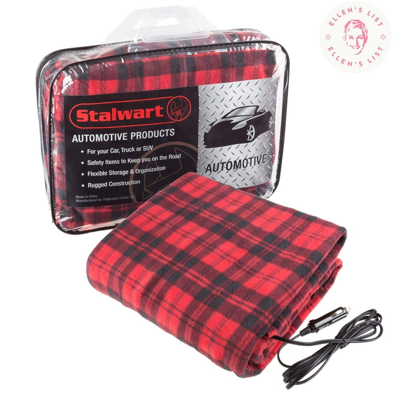 Stalwart 75 BP800 Automotive Heated Throw Portable Red Black Electric Blanket for Car Walmart