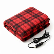 Electric Heater Car Blanket- Heated Travel Throw Electric Blanket for Car and RV 12 volt by Stalwart- Red and Black