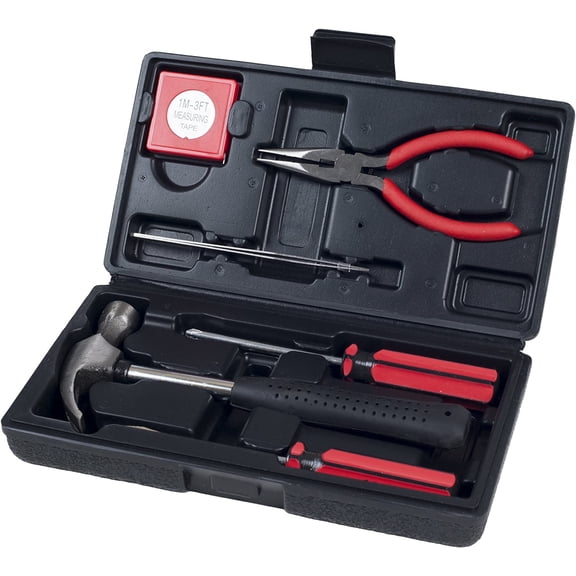Stalwart - 75-HT1007 Household Hand Tools, Tool Set - 6 Piece by , Set Includes Hammer, Screwdriver Set, Pliers (Tool Kit for the Home, Office, or Car) Black