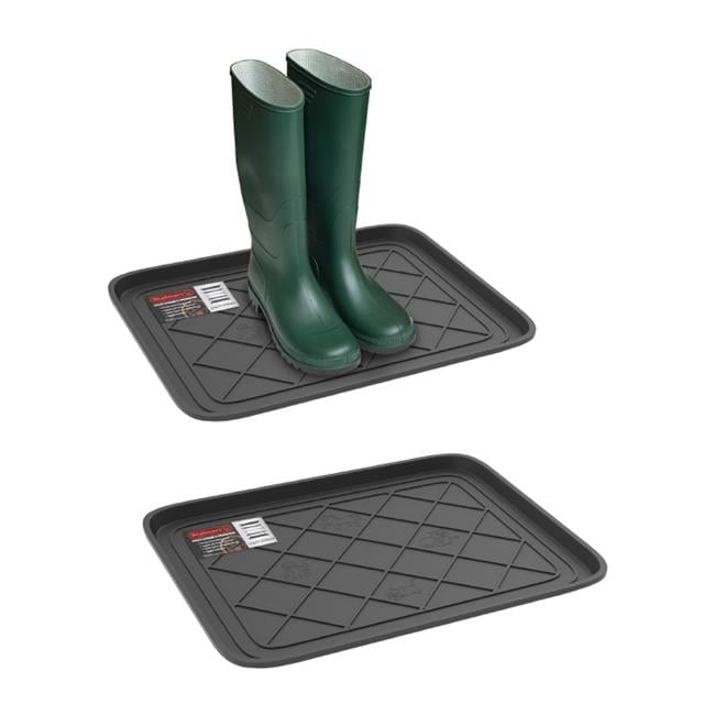 Dark Gray Recycled Polypropylene Outdoor Boot Tray Set