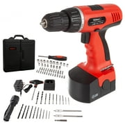 Stalwart 78PC 18V Cordless Drill Set with Bits, Sockets, and Drivers Red