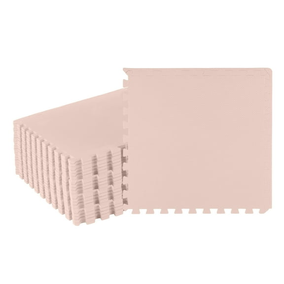 Stalwart 96sqft Foam Floor Tiles - Soft Nontoxic Baby Play Mat, Pink