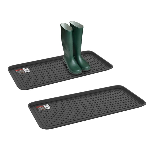 Stalwart All Weather Boot Tray in Multiple Sizes (Set of Two, Black)
