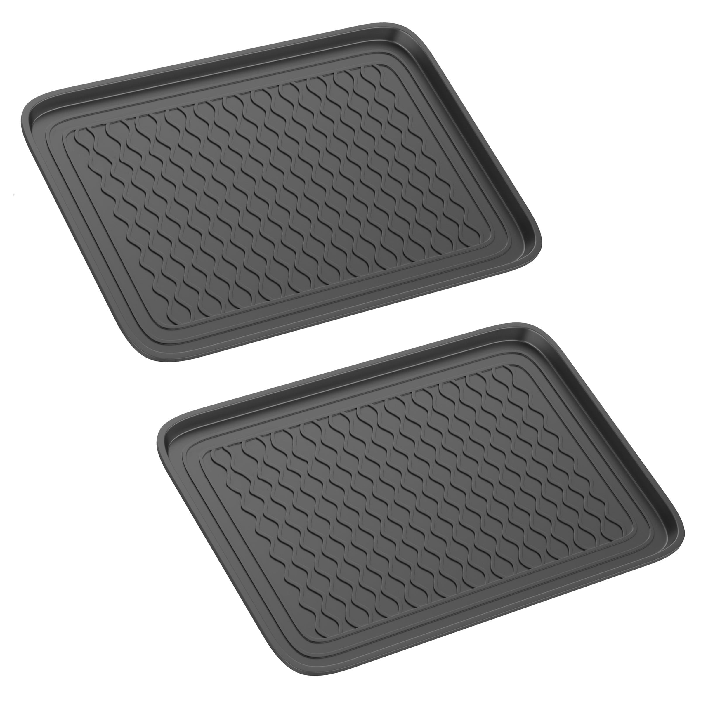 Stalwart All Weather Boot Tray in Multiple Sizes (Set of Two, Black)