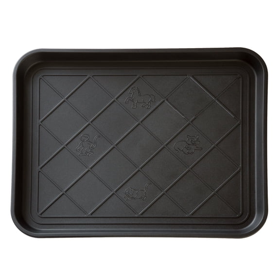 Stalwart All-Weather Indoor/Outdoor Boot Tray with Raised Edge, Black