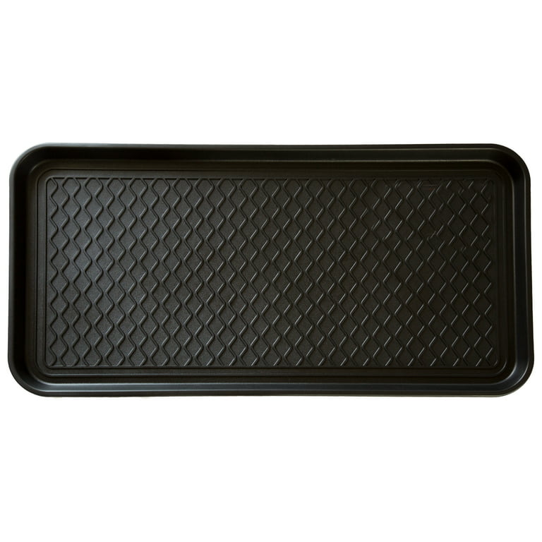 Stalwart 24x15 All Weather Boot Tray with Water Resistant Plastic Utility  Shoe Mat for Indoor and Outdoor Black