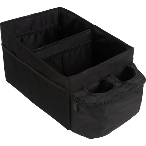 Stalwart Backseat Car Organizer - Collapsible Car Storage Box with Cupholders and Partitions for Front or Back Seat, Road Trip Essentials