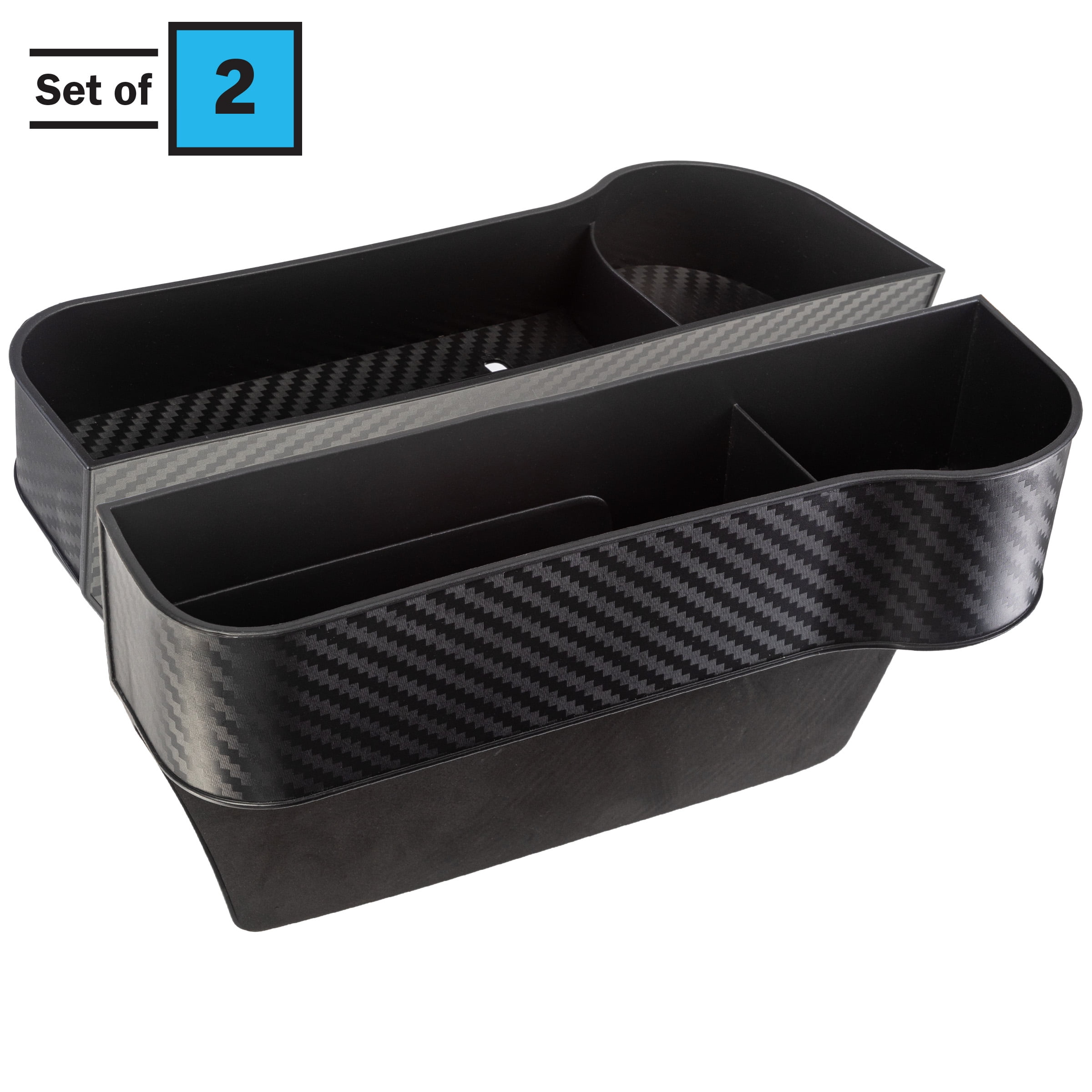 Stalwart Car Seat Gap Filler 2-Pack - Front Seat Organizer Set with Built-in Cupholder, Phone Slot, and Charging Cable Opening, Car Accessories