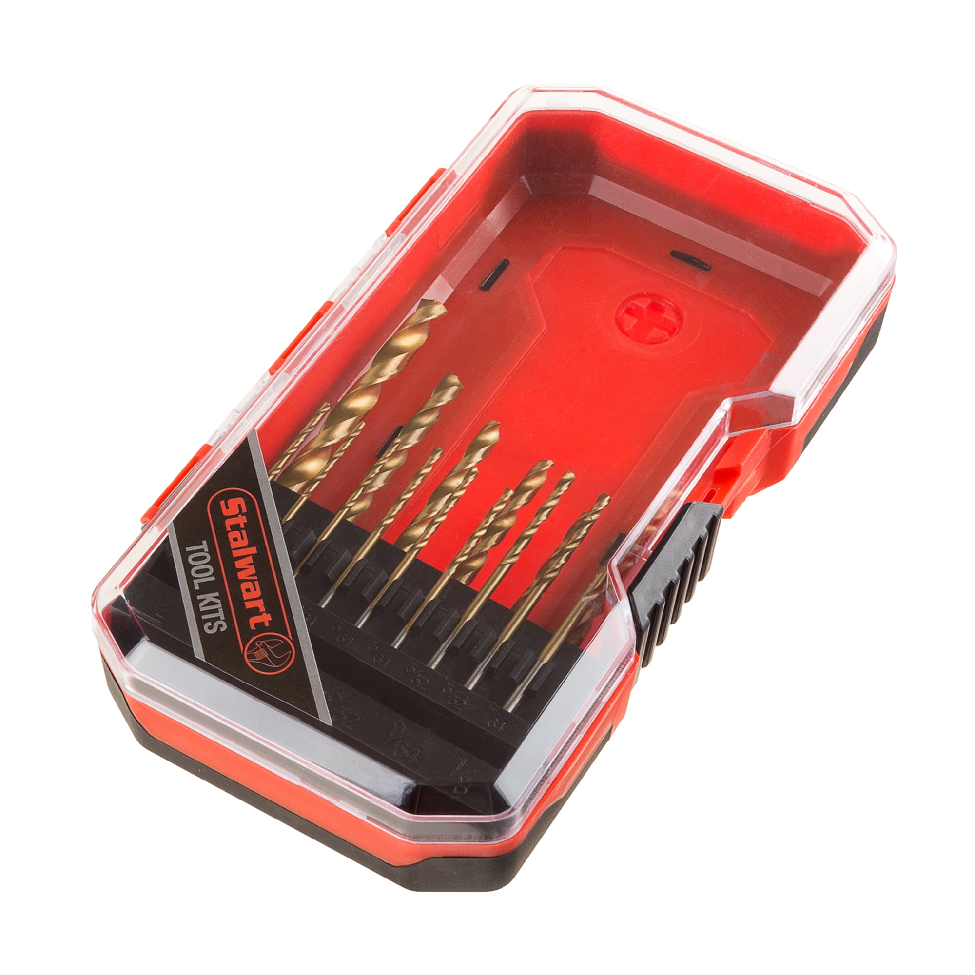 Stalwart Drill Bit Set, Titanium Finish and High-Speed Steel, Twist Bits for Power Drill, 15 Piece