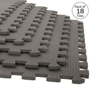 Stalwart EVA Foam Mat Tiles 18-Pack - 72 SQ FT of Interlocking Padding for Garage, Playroom, or Gym Flooring - Gray