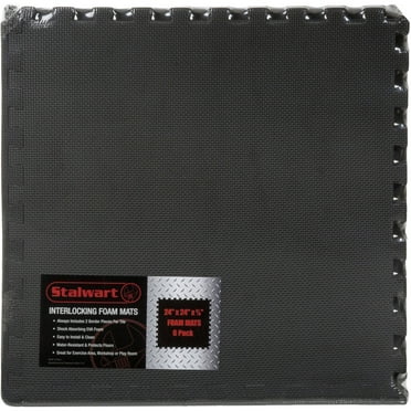 Stalwart EVA Foam Mat Tiles 6-Pack - 24 SQ FT of Interlocking Padding for Garage, Playroom, Gym Flooring, Exercise Mat, Baby Playmat, Black
