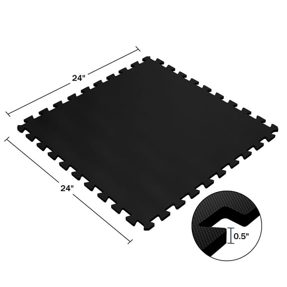 Stalwart EVA Foam Tiles 8-Pack - 32 SQ FT of Playroom or Gym Flooring, Black