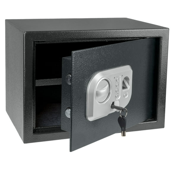 Stalwart Electronic Safe and Fingerprint Lock Box for Valuables (Dark Gray)