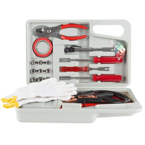 Stalwart Roadside Emergency Car Kit - 30-Pc Set with Jumper Cables and Case