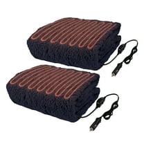 Stalwart Heated Blanket 2-Pack - 12V Car Blankets for Travel, Blue