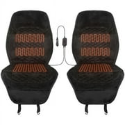 Stalwart Heated Seat Covers for Cars, 2-Pack - Universal 12V Heating Pads with Independent High and Low Settings, Car Accessories
