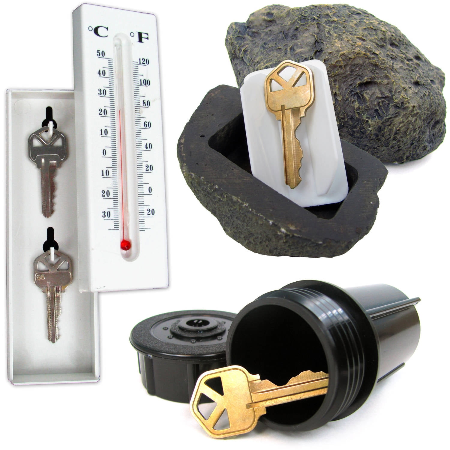 Stalwart Hide a Key Safes Set with Rock, Thermometer, and Sprinkler, 72