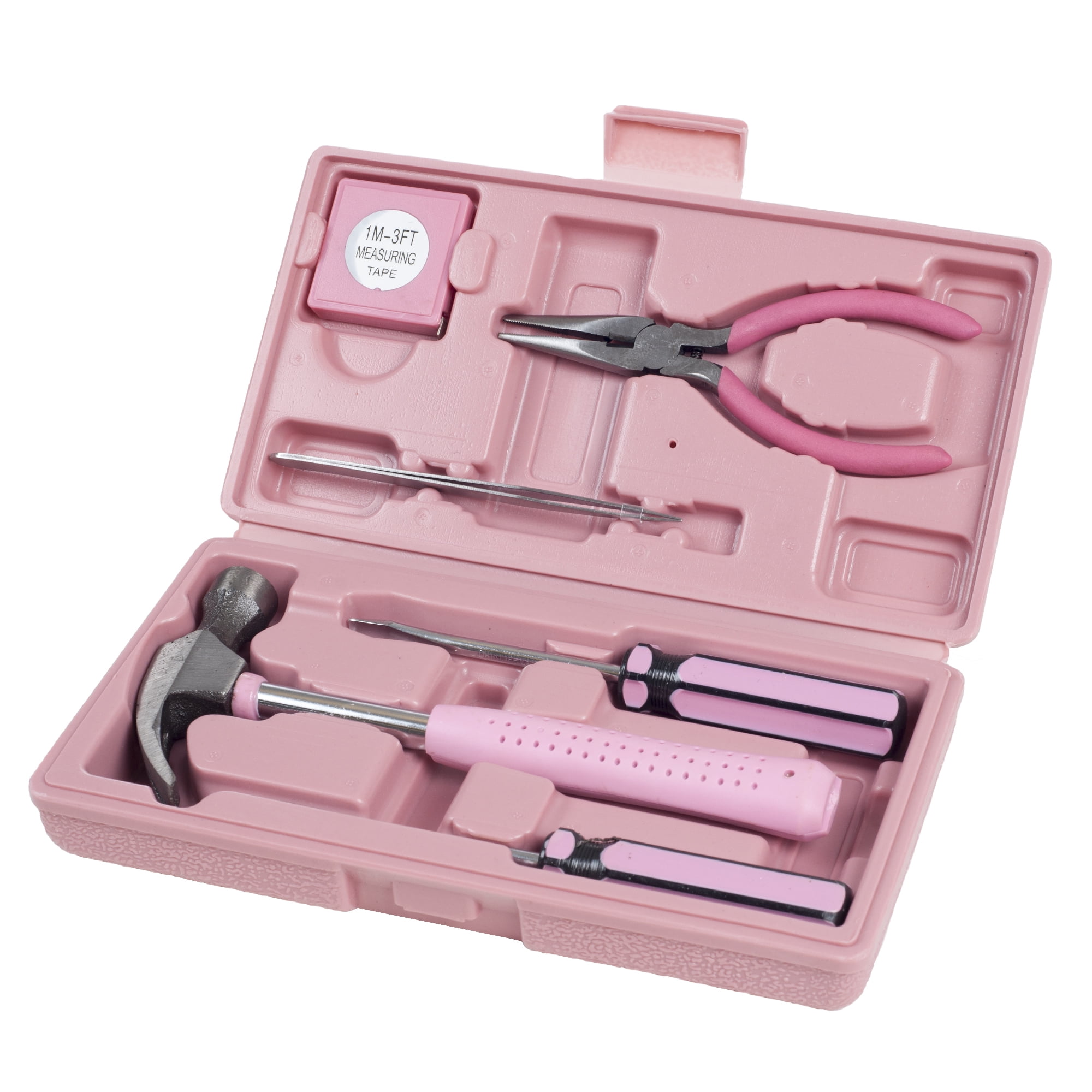 Stalwart - 75-HT2007 Household Hand Tools Pink Tool Set - 9 Piece by Set Includes Hammer Screwdriver Set Pliers (Tool Kit for The Home