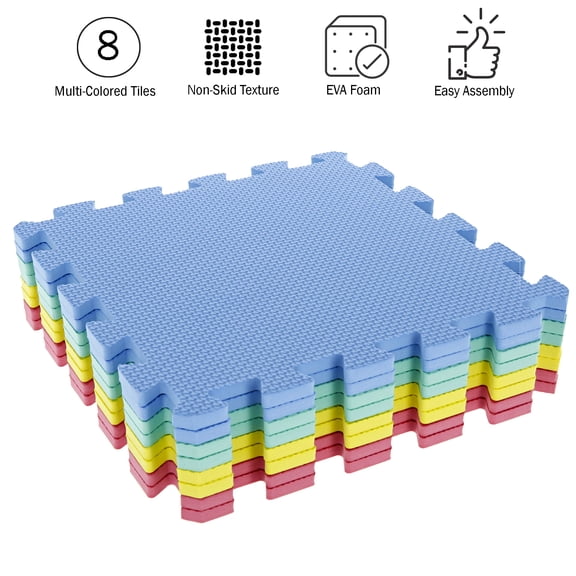 Stalwart 8-Piece Interlocking Non-Toxic EVA Foam Floor Mat Set for Home Gym