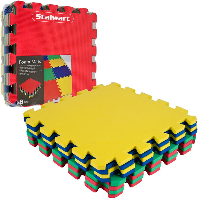 Stalwart Multi Color EVA Foam Exercise Mat 8 Piece Yellow