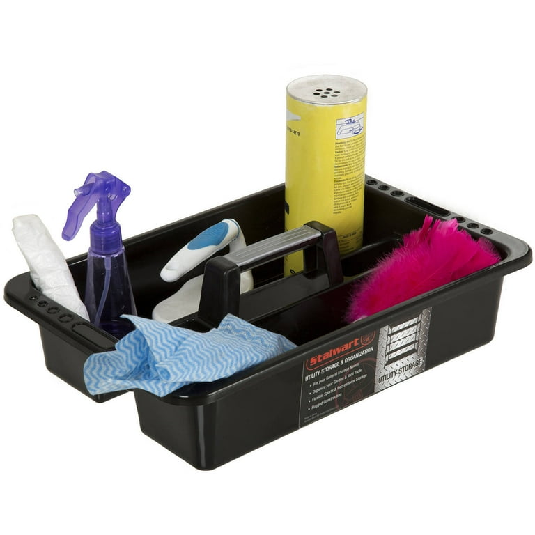 Stalwart Plastic Storage Tray Tote- Versatile Multiuse Caddy with Attached  Portable Handle 