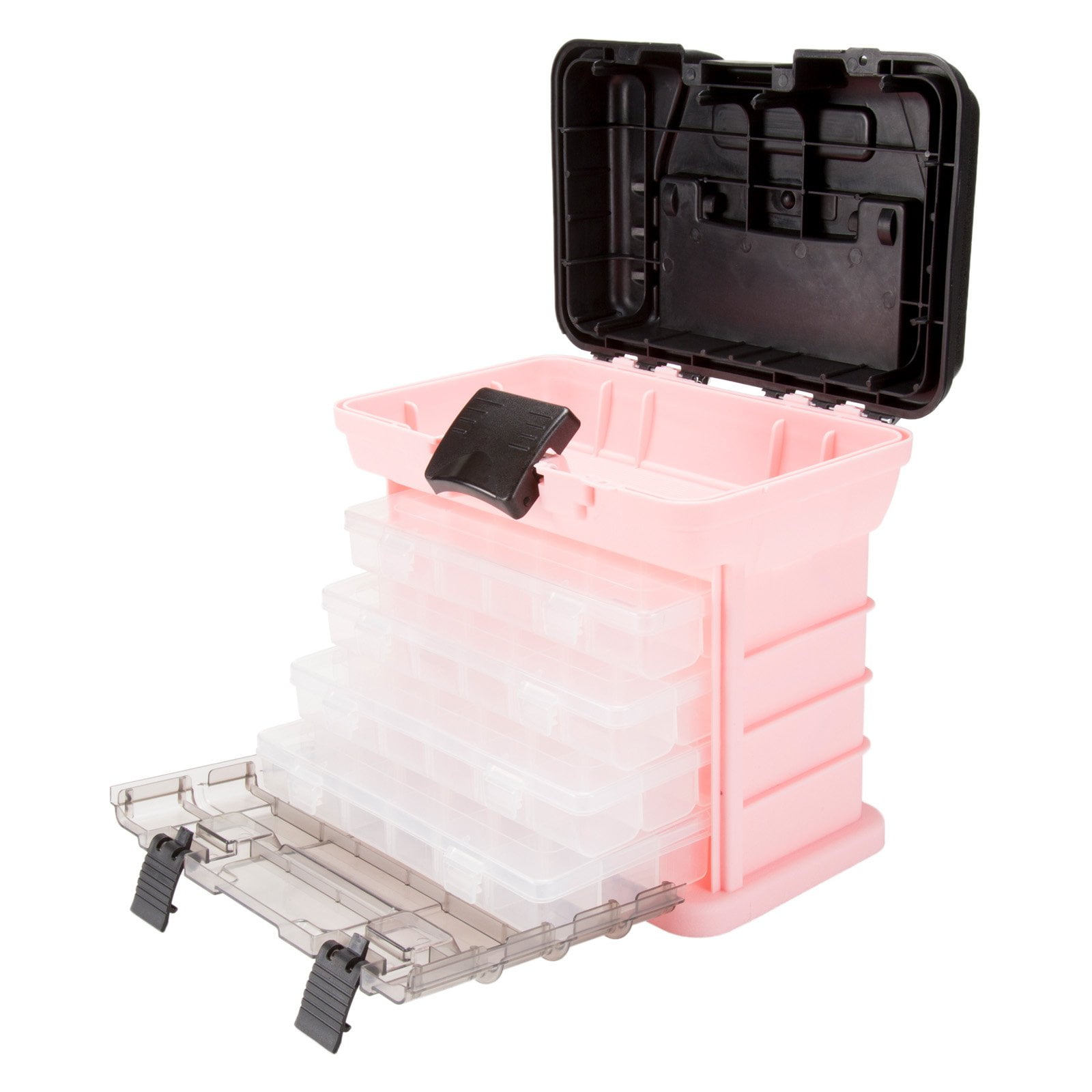 Stalwart Compact Pink Tool Box with 4 Removable Organizers