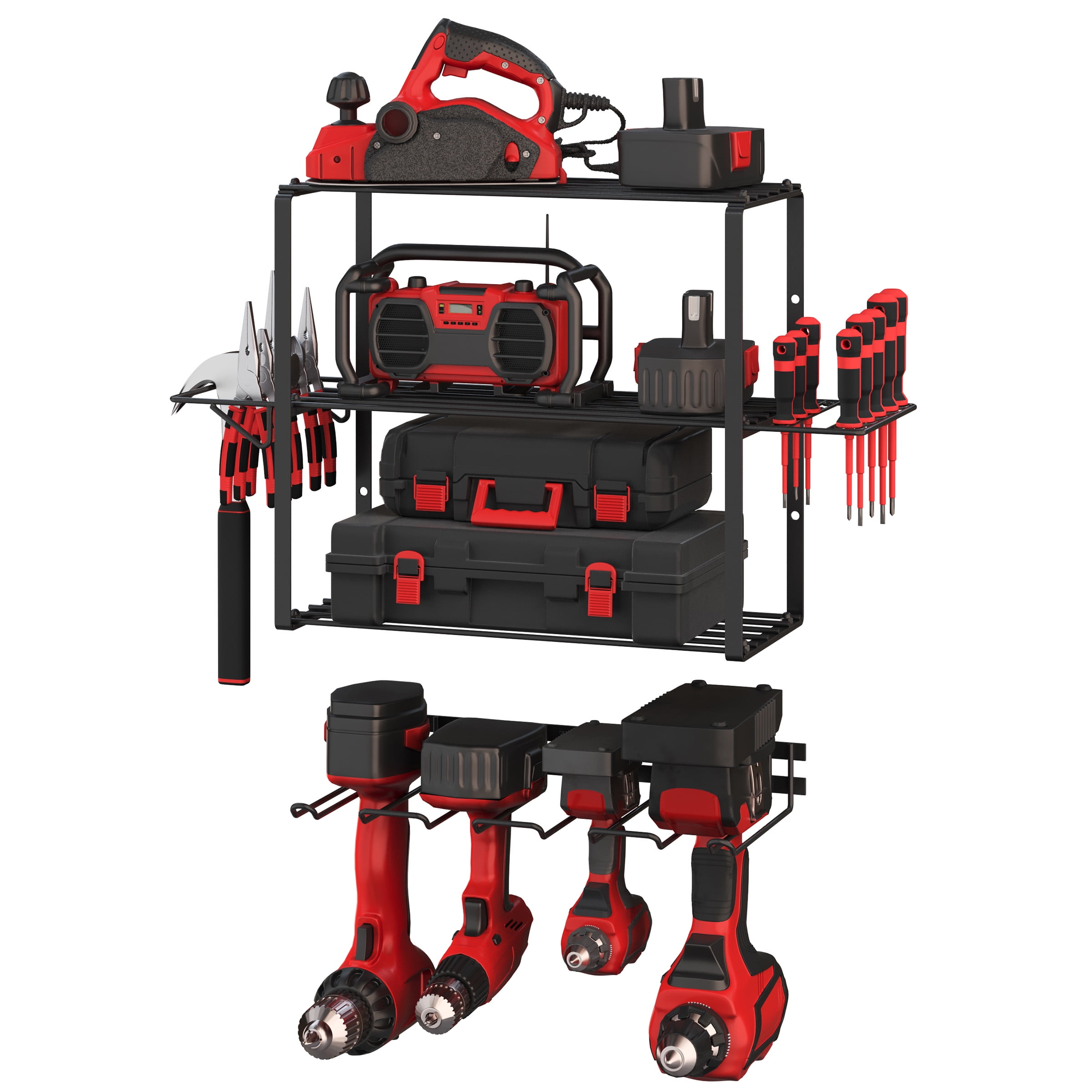 Stalwart Black Steel 3-Tier Power Tool Organizer Shelving