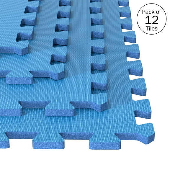 Stalwart Set of 4 EVA Foam Mat Floor Tiles for Home Gym and Playrooms, Blue