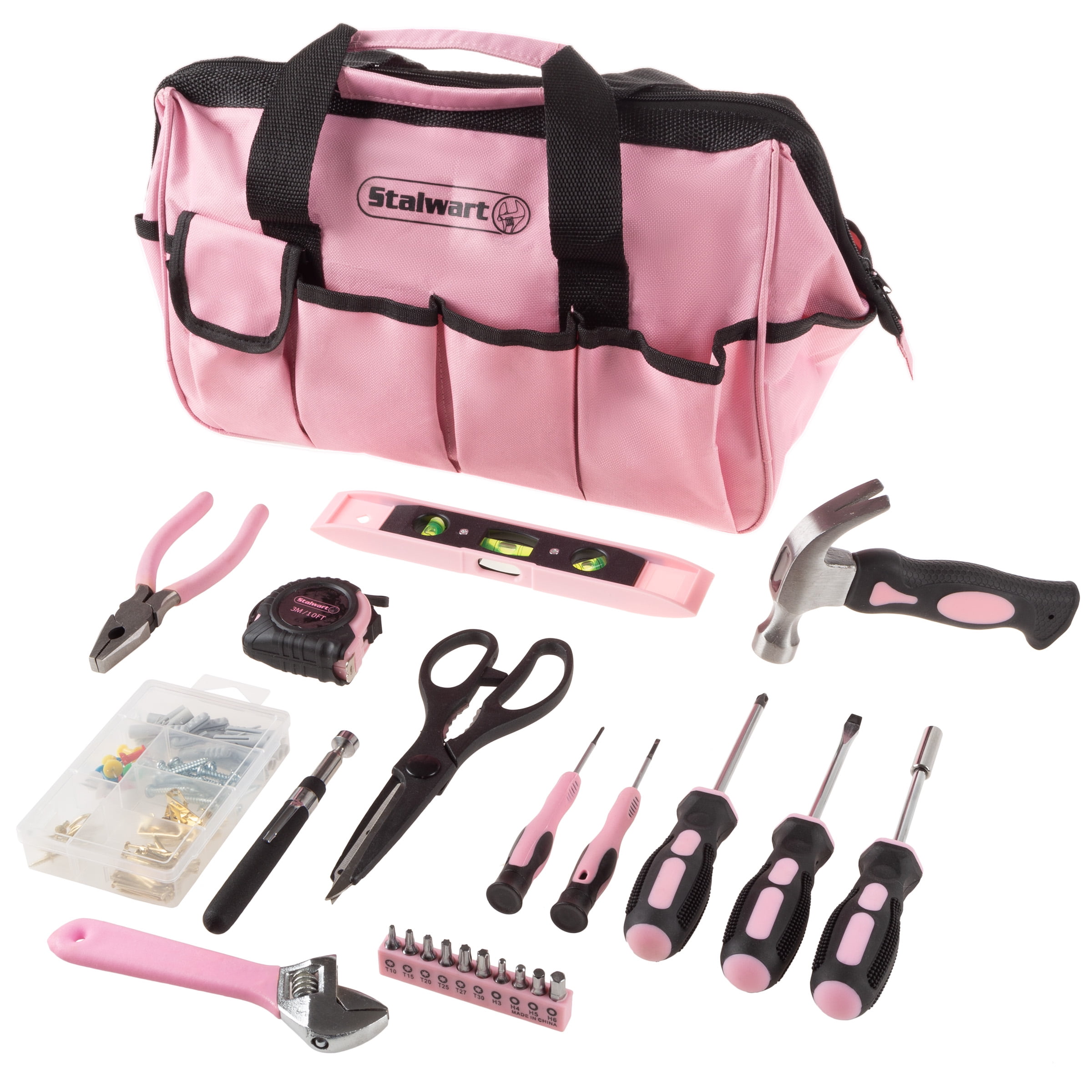 Stalwart Tool Kit 123Pc Pink Heat Treated Pieces with Carrying Bag