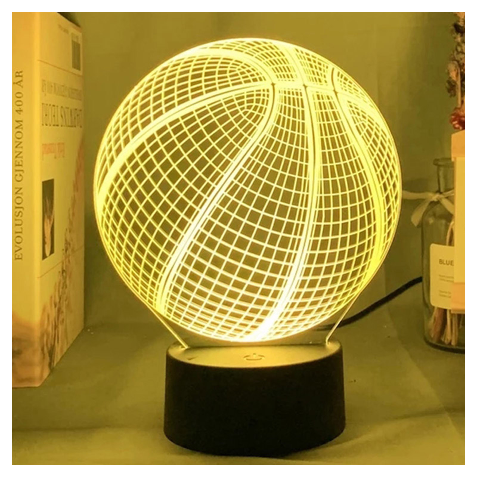Stamens Desk Lamp,3D Illusion Night Lamp Basketball Ball Colorful
