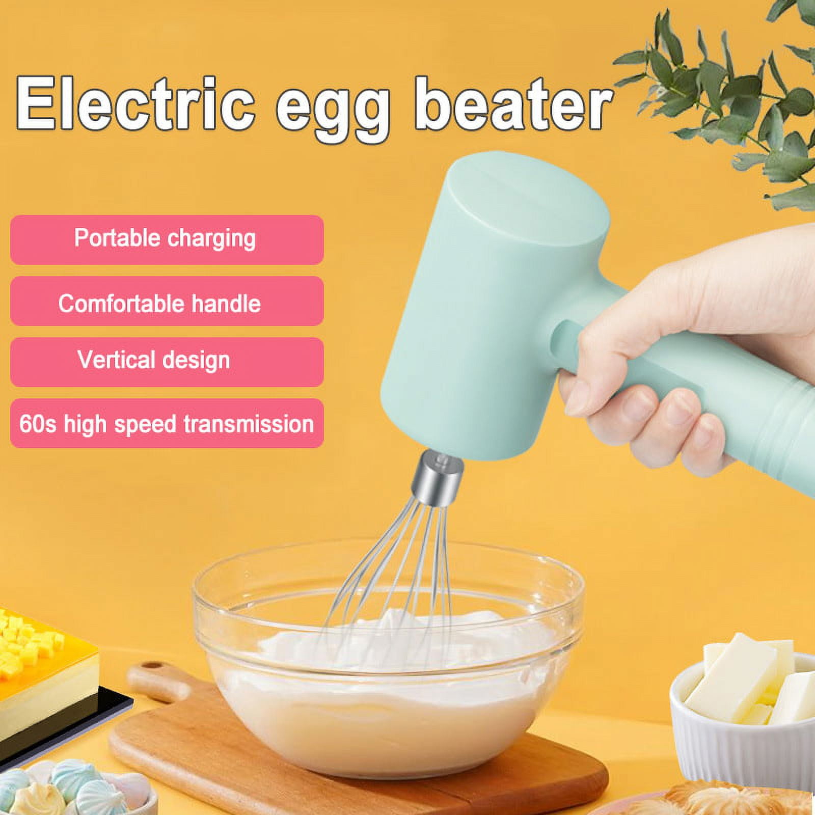 Stamens Egg Beater,Wireless Electric Hand Mixer Rechargeable Mini Hand  Blender Kitchen Tool for Kitchen Baking Cooking(White,Single Pump) 