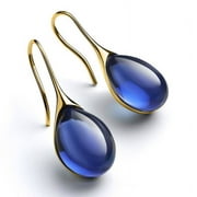 Stamens Simple Alloy Women Retro Drop Earrings Lady Stylish Opal Inlaid Dangle Earrings(Blue)