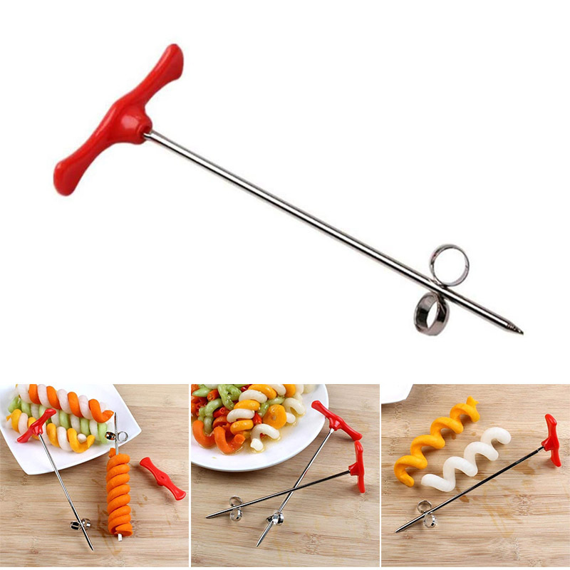 Vegetable Spiral Cutter Screw Winder 2pcs / Set Twist Spiral Potato Carrot Cucumber Silver Special Shape