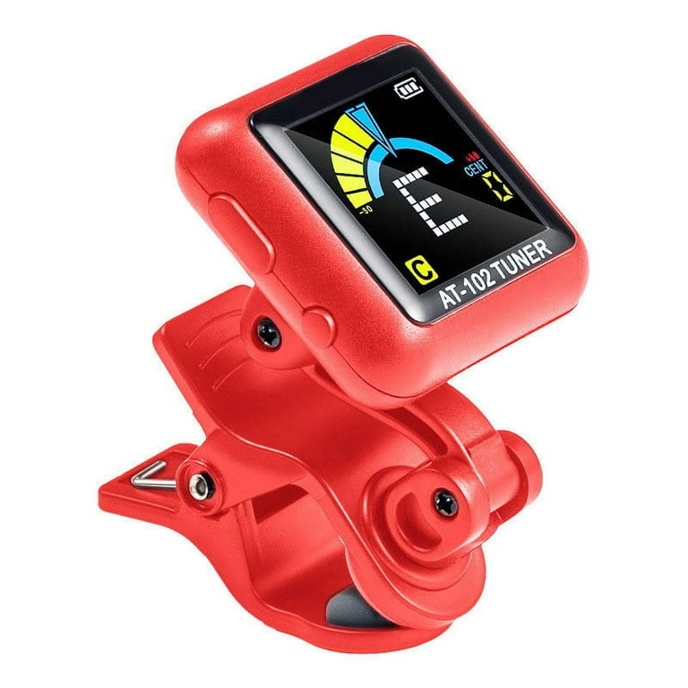 Stamens Tuner Guitar Tuner Rechargeable Clip On Tuner For All Instruments Bass Ukulele Violin Mandolin And Banjo Red