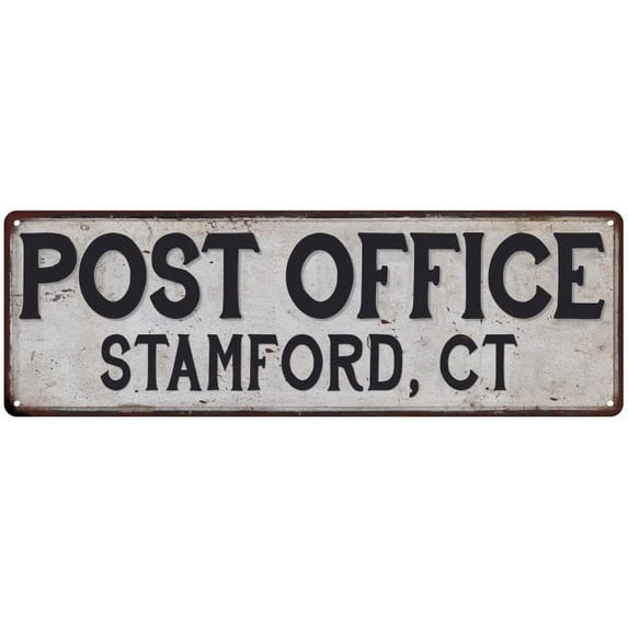 Stamford, Ct Post Office Metal Sign Vintage 8x24 108240011201