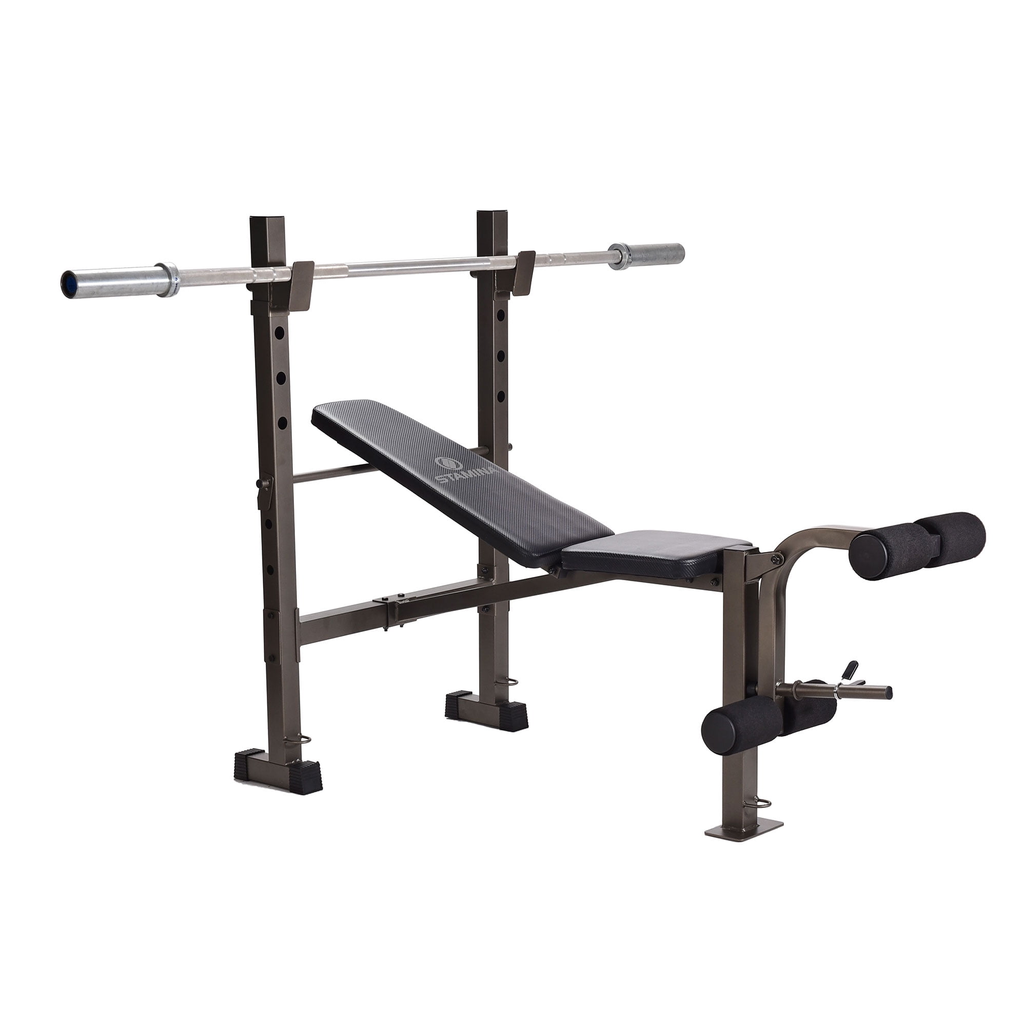 Stamina Adjustable Steel Weights Bench and Barbell Rack Combo Set, Black