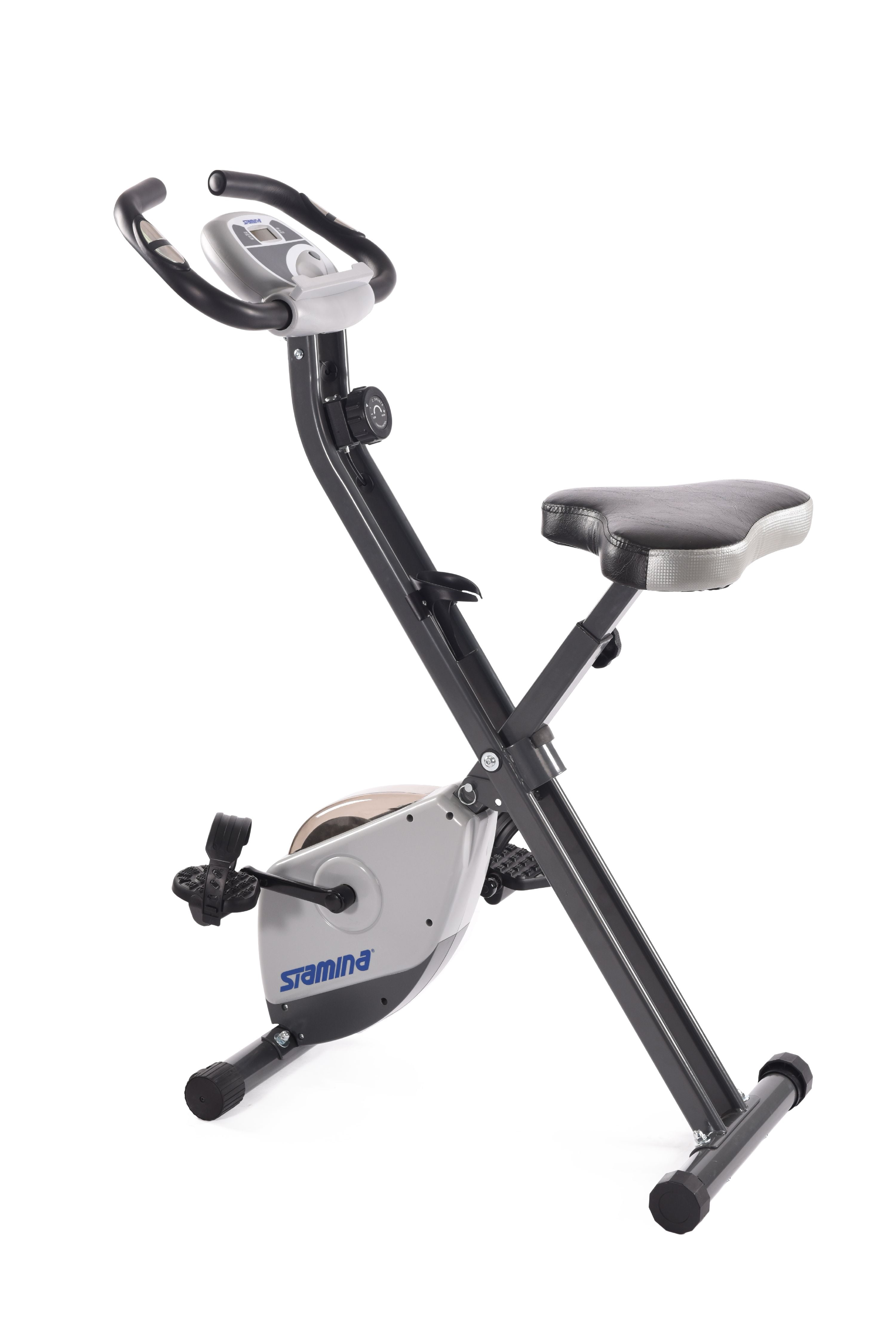 Stamina Cardio Folding Exercise Bike with Heart Rate Sensors and Extra Wide Padded Seat