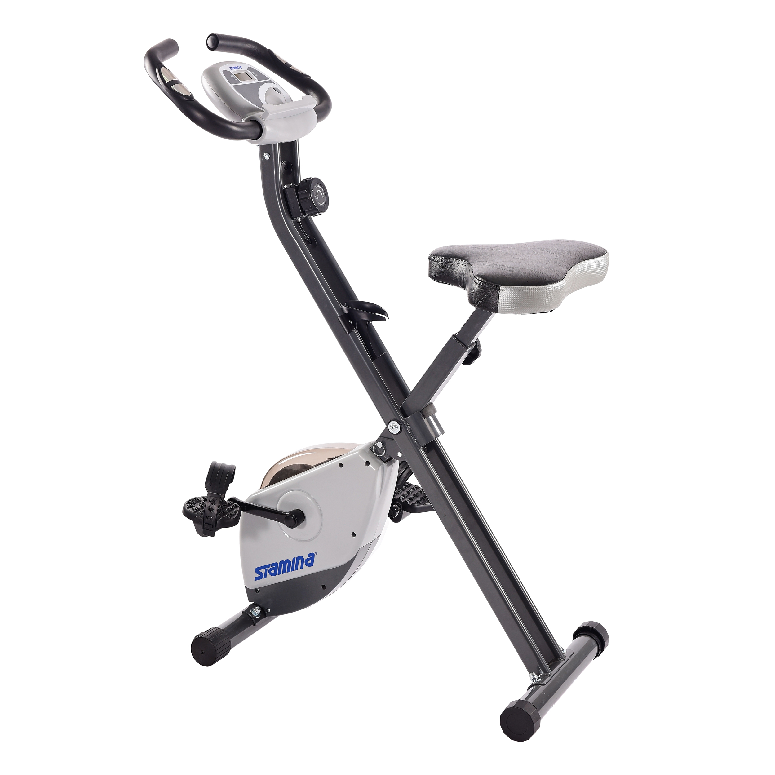 Stamina Folding Cardio Upright Exercise Bike with Heart Rate Sensors and Extra Wide Padded Seat - image 1 of 8