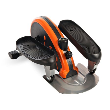 Stamina InMotion E1000 Compact Strider - Seated Ellipticalwith Smart Workout App - Foot Pedal Exerciser for Home Workout - Up to 250 lbs Weight Capacity - Black Orange