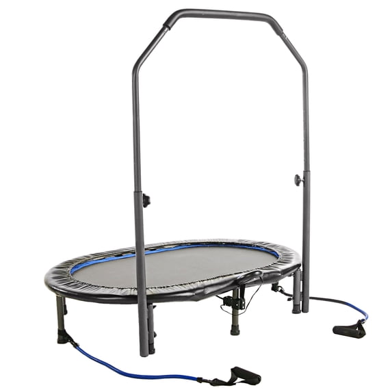 Stamina InTone Oval Fitness Rebounder Trampoline with Handlebars, White