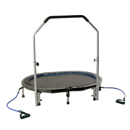 Stamina InTone Oval Fitness Rebounder Trampoline with Handlebars, White