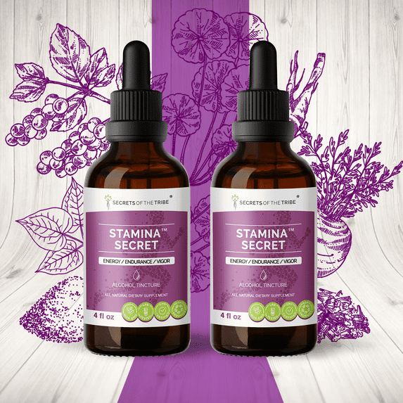 Stamina Secret Alcohol Extract, Tincture, Maca, Schisandra, Eleuthero Siberian Ginseng, Gotu Kola, Barrenwort - Horny goat weed, Rhodiola. Energy / Endurance / Vigor 2x4 oz