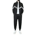 thumbnail image 1 of Stamozd Long Sleeve Sweat Suits Men Fashion Patchwork Stand-Up Collar Jacket and Jogging Pants Casual Oversized Track Suit for Worokout Running Gym Black-4 XXL, 1 of 9