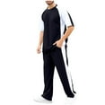 thumbnail image 1 of Stamozd Men Sweatsuits Sets Summer Short Sleeve Tshirt Baggy Sweatpants Casual Workout Track Suits Mens Beach Vacation Clothes Black XXXL, 1 of 8