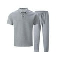 thumbnail image 1 of Stamozd Summer Jogging Suits for Men 2 Piece Turndown Short Sleeve Pullover Top and Sweatpants Set Casual Oversized Track Suits Mens Beach Vacation Outfits Gray XXL, 1 of 9